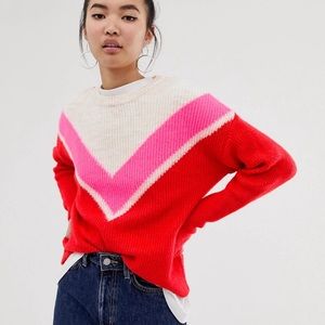 ASOS red and pink chevron sweater